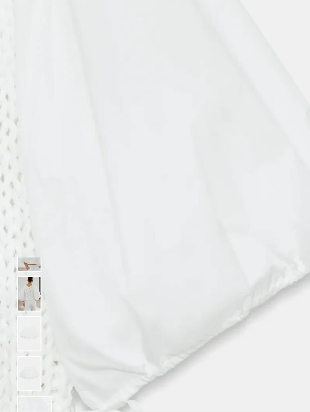 Zara White Crochet Knit Puff-Sleeve Top